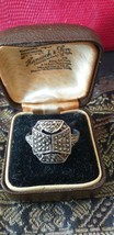 Antique Vintage Art Deco Sterling Silver &amp; Marcasite Ring Size UK W, US ... - $58.41