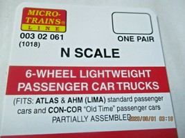 Micro-Trains Stock # 00302061 (1018) 6-Wheel Lightweight Passenger Car Trucks (N image 1