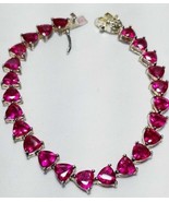 9.Ct Trillion Cut Red Ruby 925 Sterling Silver White Gold Plated Tennis ... - $189.99