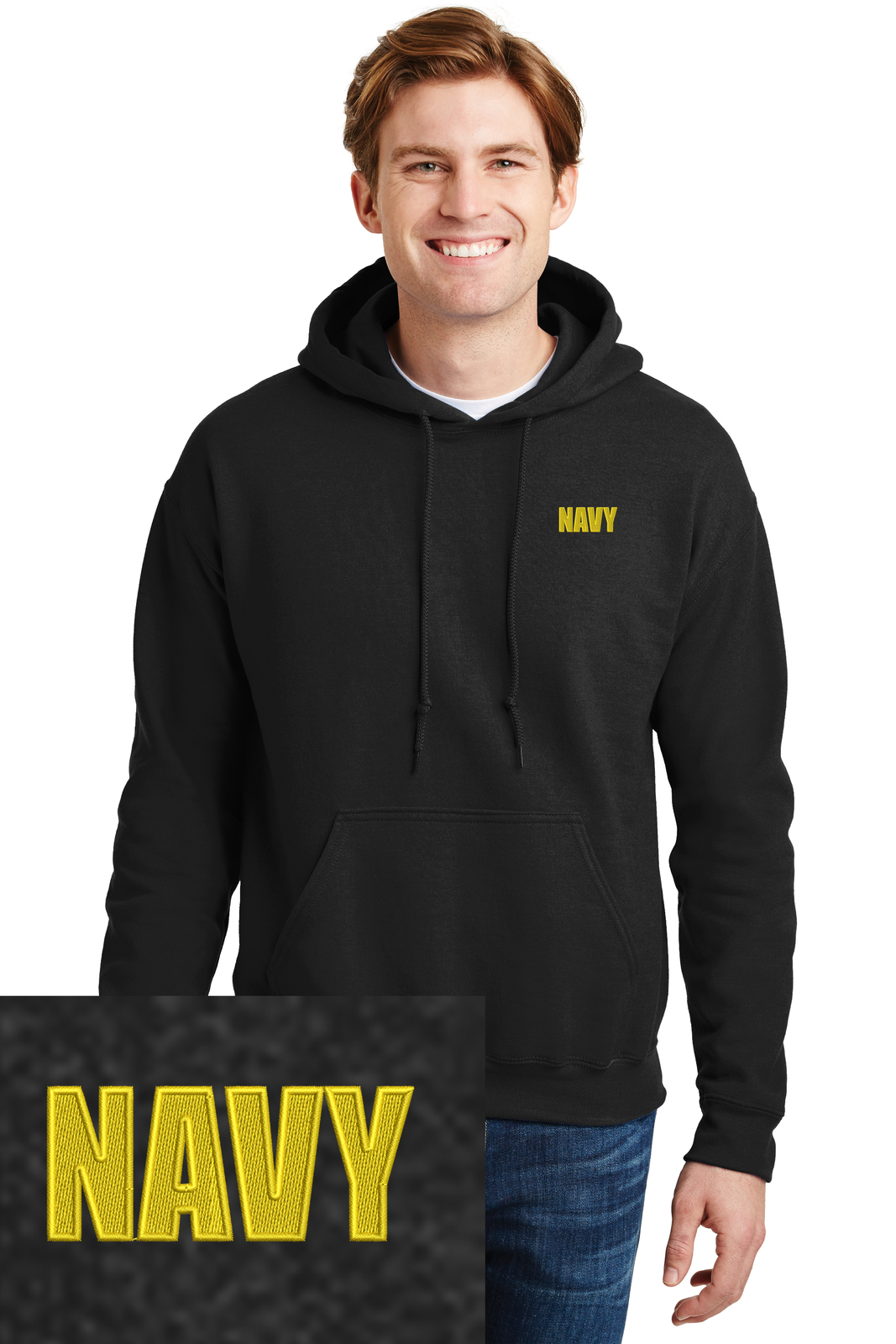 US NAVY LOGO EMBROIDERED BLACK HOODIE PULLOVER HOODED SWEATSHIRT ...