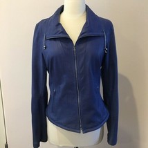 Elie Tahari Womens Leather Zip Up Jacket Cobalt Royal Blue moto Size S $... - $189.00