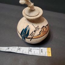 Southwestern Pottery Oil Lamp, Handpainted Signed Zodin, Native Sand Clay Art image 9