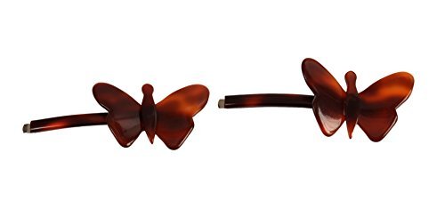 Caravan Hand Made in France Tortoise Shell Butterfly Bobby Pin Pair, 0.5 Ounce