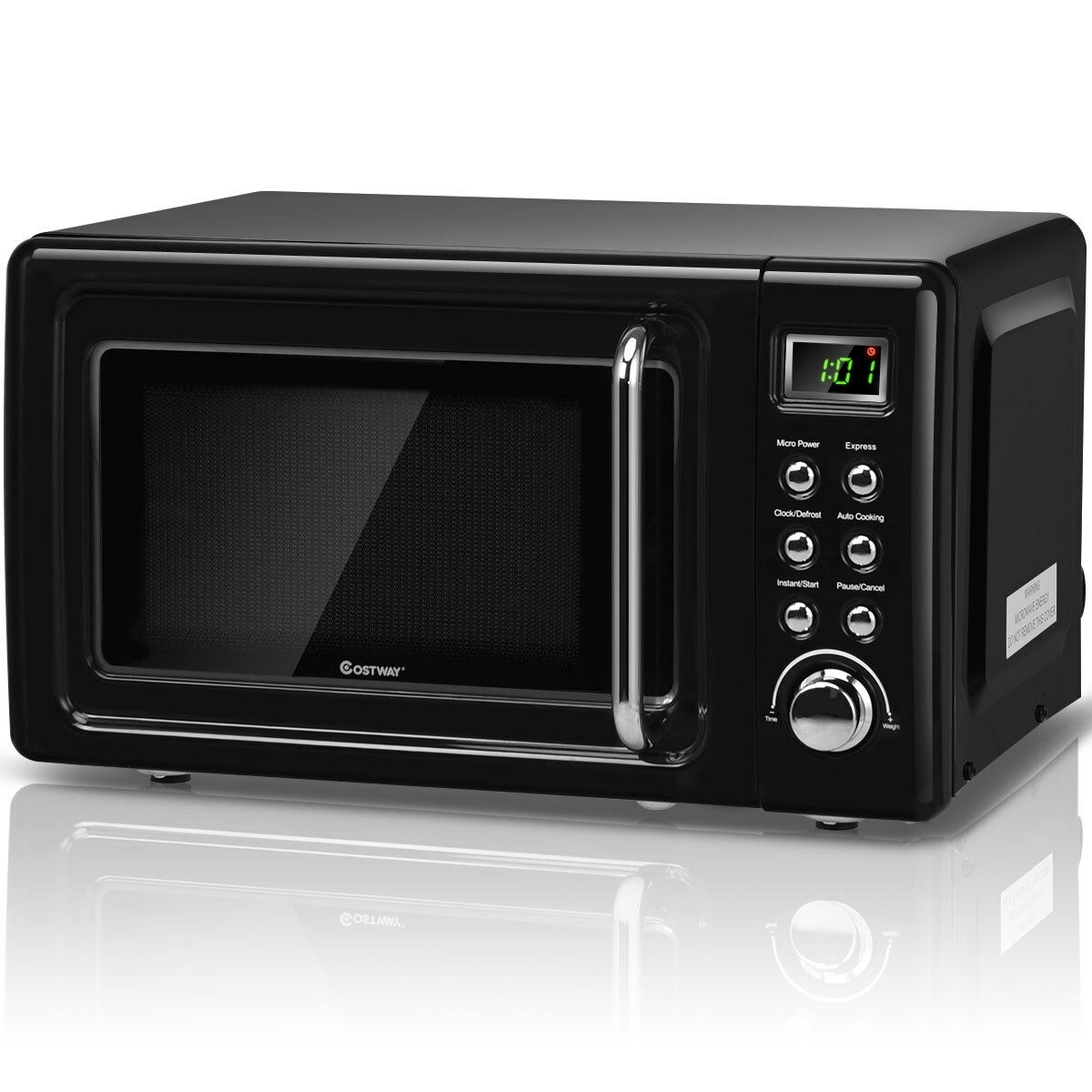 700W Glass Turntable Retro Countertop Microwave OvenBlack Infrared & Convection Ovens