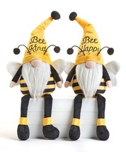 Gnome Bee Shelf Sitters Set of 2 with Antennae Sentiment 23" High Dangling Legs