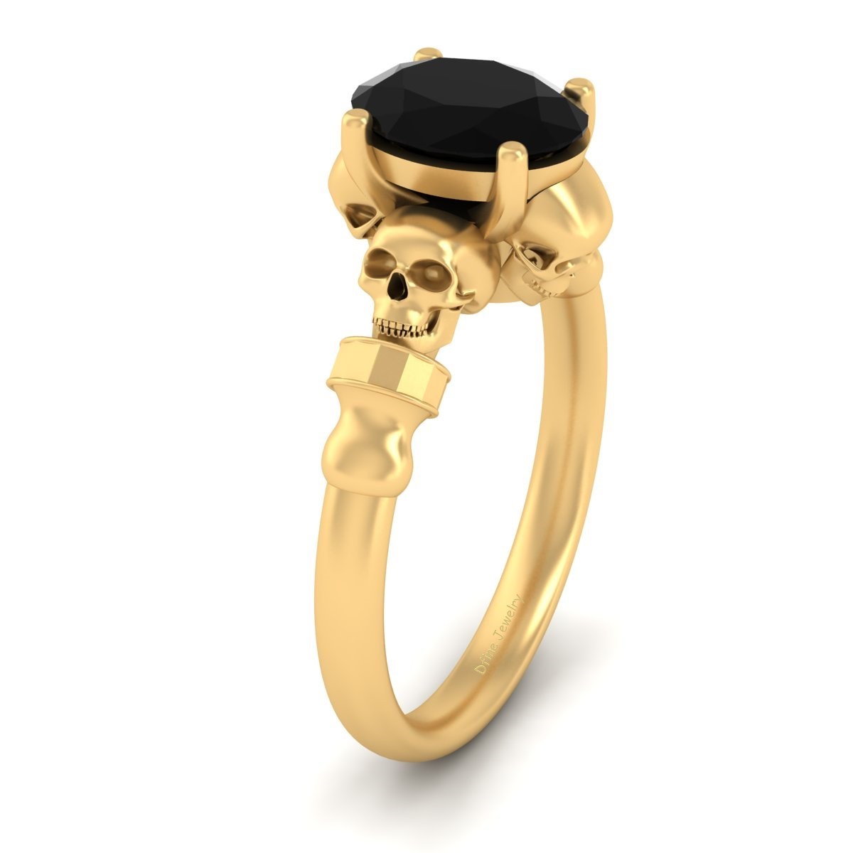 Solid 10k Yellow Gold Gothic Witchy Vapor Gloomy Skull Wedding Ring Her