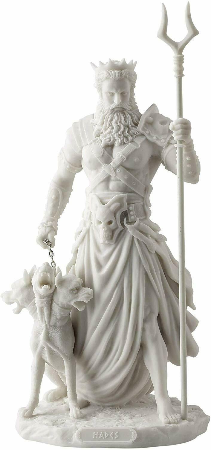Statue Hades Greek God of the Underworld With Cerberus 10.5" High Made