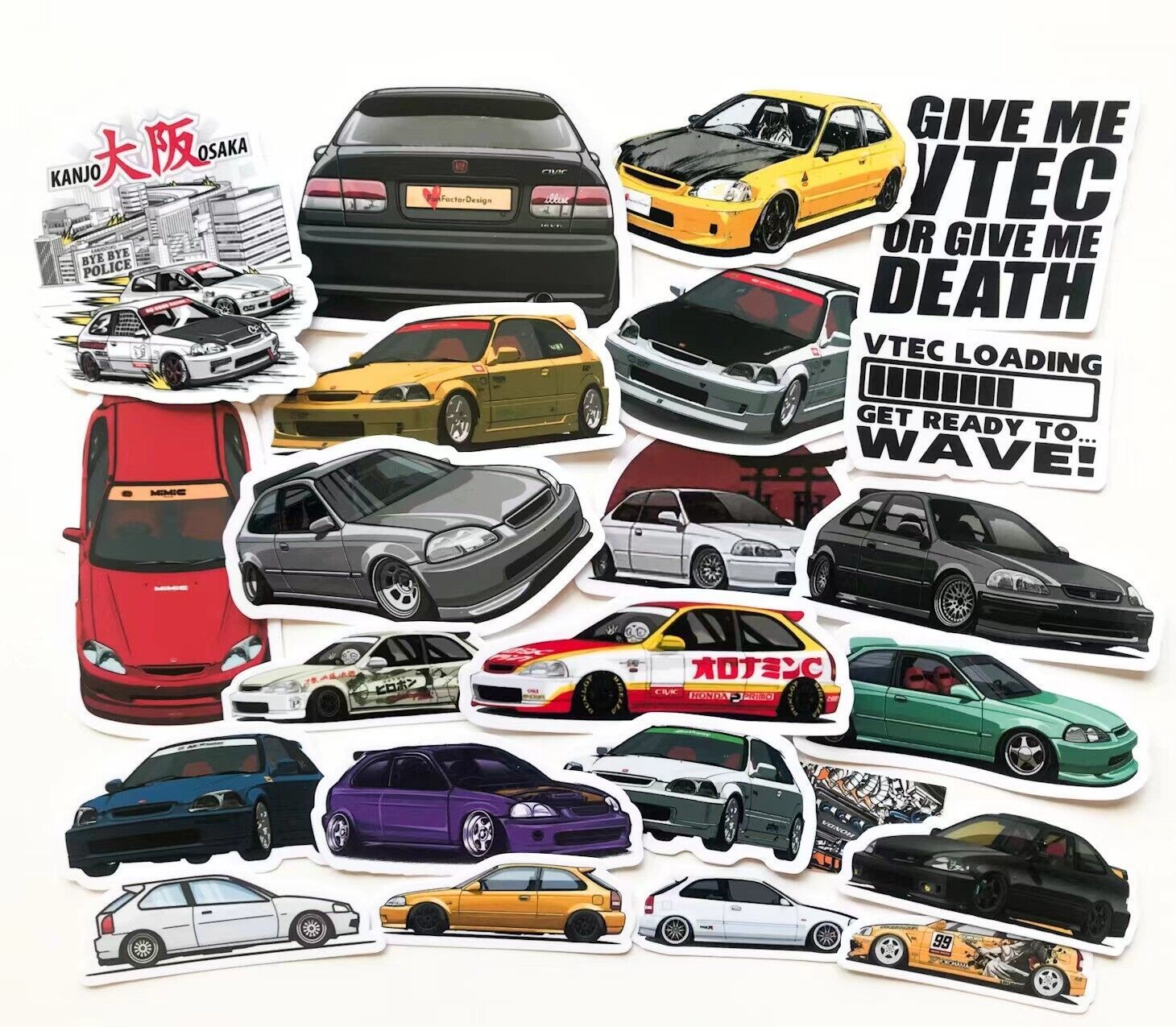 23pc Honda Civic EK VTI SIR Vinyl Stickers EK9 EK4 for JDM Honda civic ...