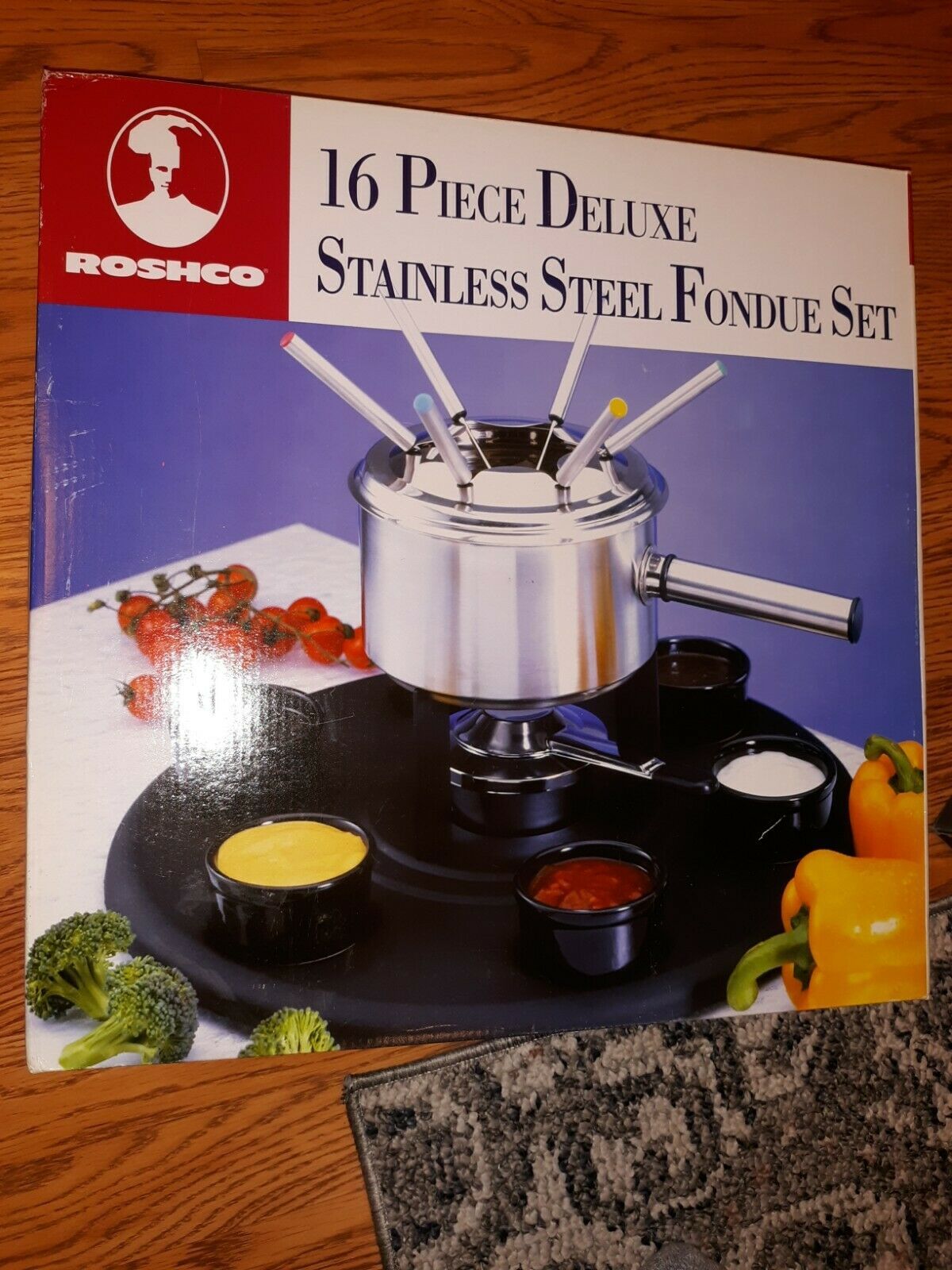 ROSHCO Rotating Stainless Steel LAZY SUSAN FONDUE SET *New In Box* Fondue Sets