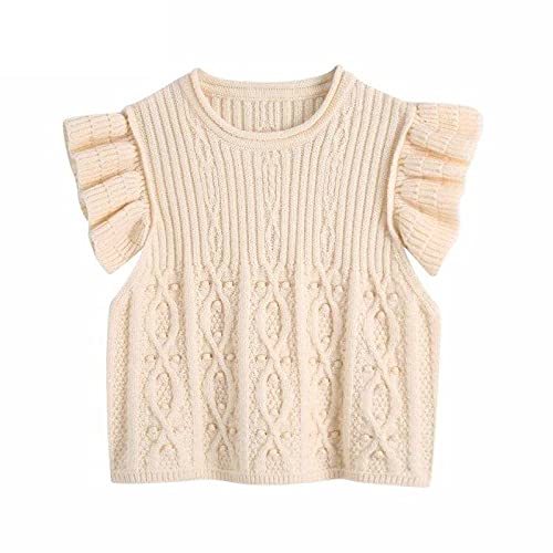 Crochet Knitting Sweater Lady Agaric Lace Ruffles Sleeveless Casual Slim Vest Cr