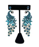 Kirks Folly Silvertone Blue Multicolor Crystal Peacock Drop Earrings - $130.89
