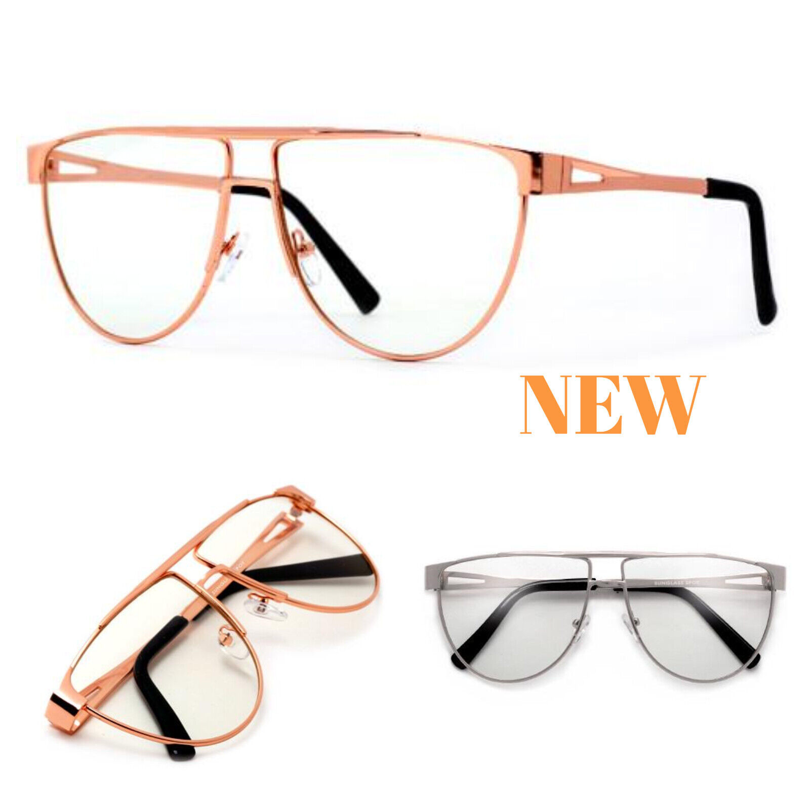 CLASSIC VINTAGE 70's RETRO Style Clear Lens EYE GLASSES Rose Gold Fashion Frame