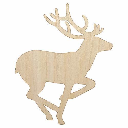 Deer Buck in Profile Solid Unfinished Wood Shape Piece Cutout for DIY Craft Proj