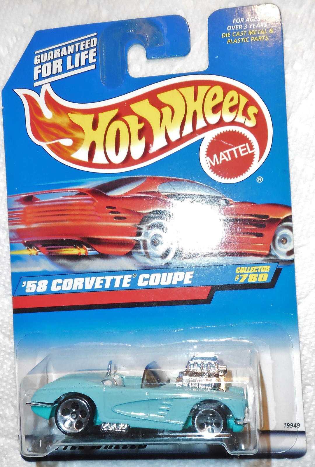 Hot Wheels 1998 Mattel Wheels "'58 Corvette Coupe" Collector #780 On Sealed Card - $7.50