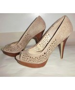 ENZO ANGLIOLINI Stiletto Heels Sz 8M Suede Peep Toe Pumps Shoes Grey Green - $42.56