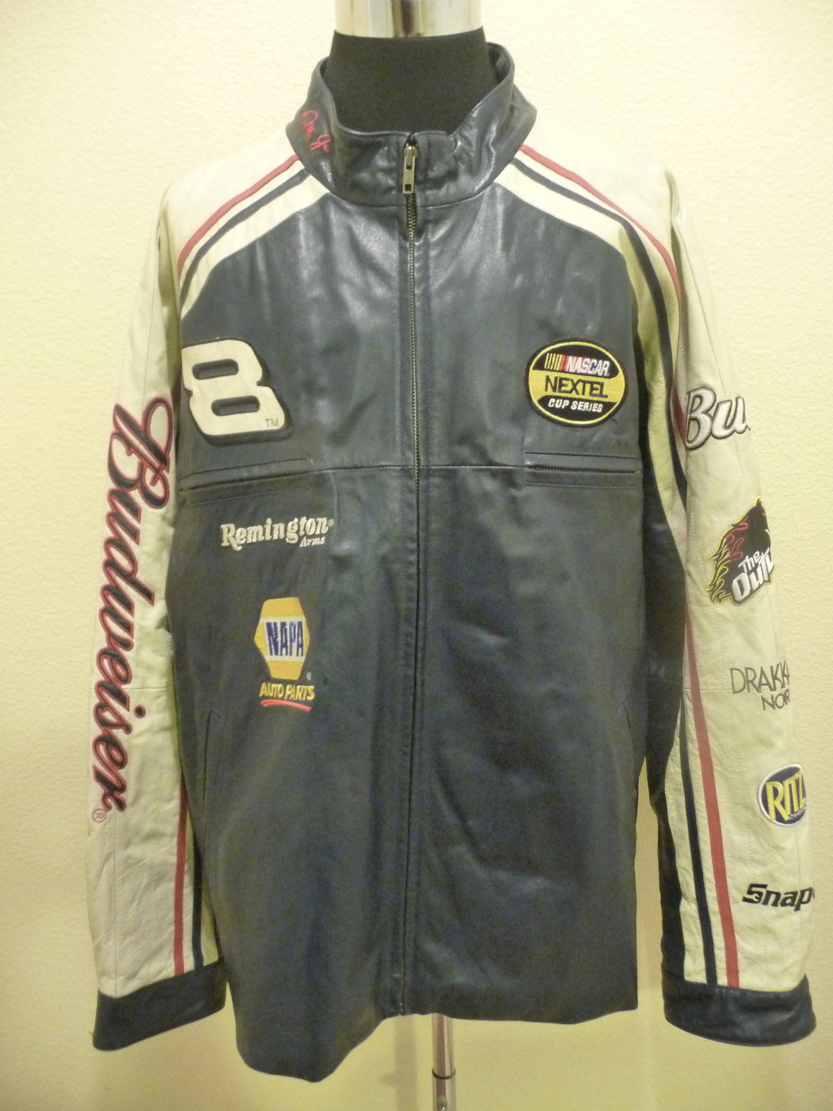 Dale Earnhardt Jr Budweiser NASCAR Men's XXL Leather Jacket RacingNASCAR