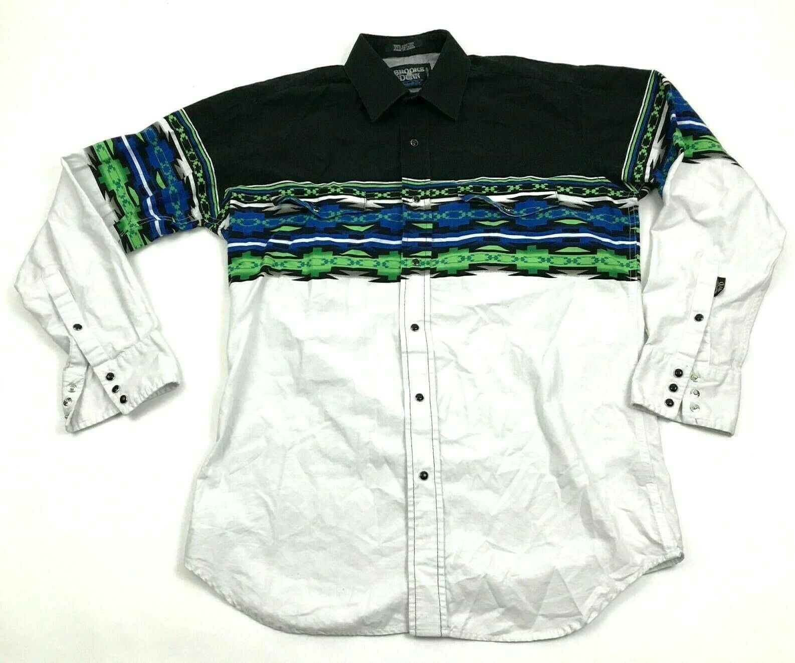 VINTAGE Brooks & Dunn Panhandle Slim Western Shirt Snap Button M Southwestern Casual Shirts