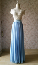 Blue Wedding Chiffon Skirt Flowy Blue Bridesmaid Chiffon Skirts Plus Size image 3