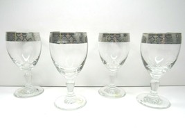 4 Vintage Lavorato A Mano Italy Silver Gilt Accented Stem Wine Glasses G... - $36.60