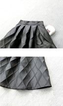 Women's Black Midi Skirt Outfit Black Pleated Party Skirt Plus Size High Waist  image 6