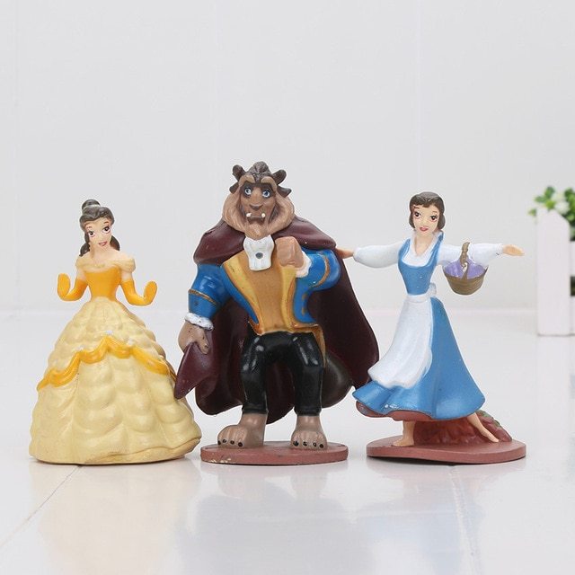 3pcs/set Beauty and the Beast Belle Princess Cute Figure Toy Doll