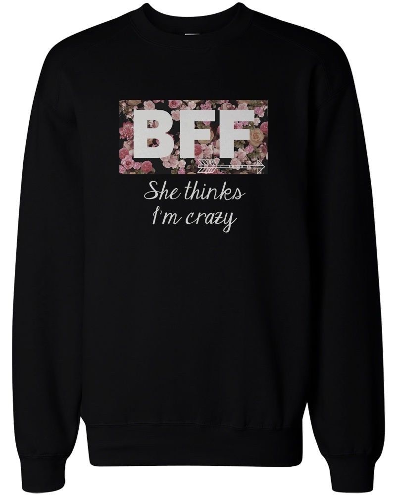 Cute Matching Sweaters For Best Friends Crazy Bff Floral Print Sweatshirts Sweaters 3127