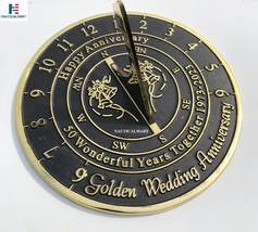 50th Golden Wedding Anniversary Large Sundial Gift 10 inches Home and Garden Dec