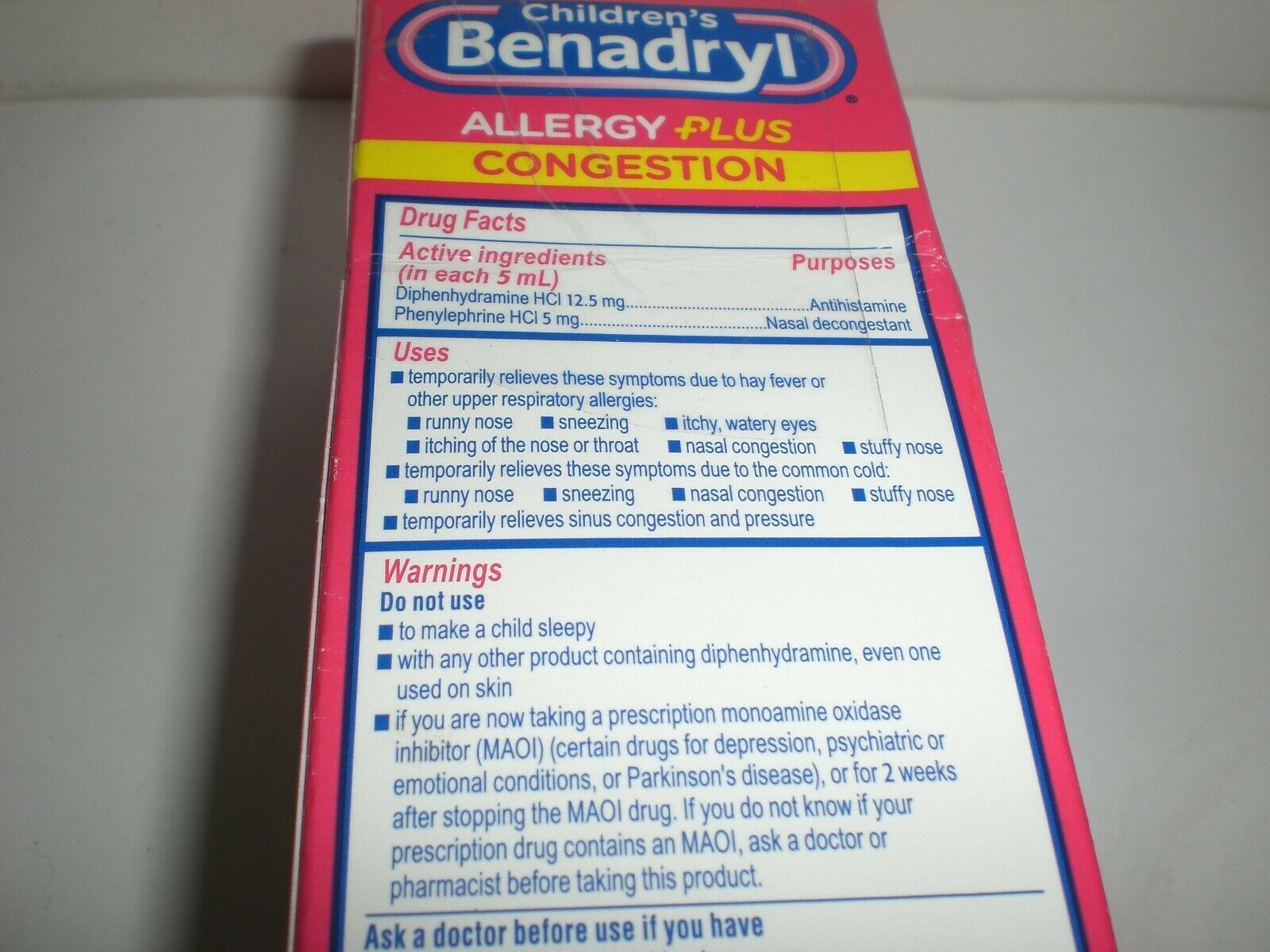 Benadryl Children's Allergy + Congestion Runny Nose Grape Flavor Lot of