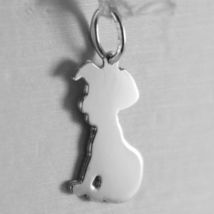 18K WHITE GOLD LITTLE DOG FLAT PENDANT FINELY WORKED, CHARM, MADE IN ITALY image 3