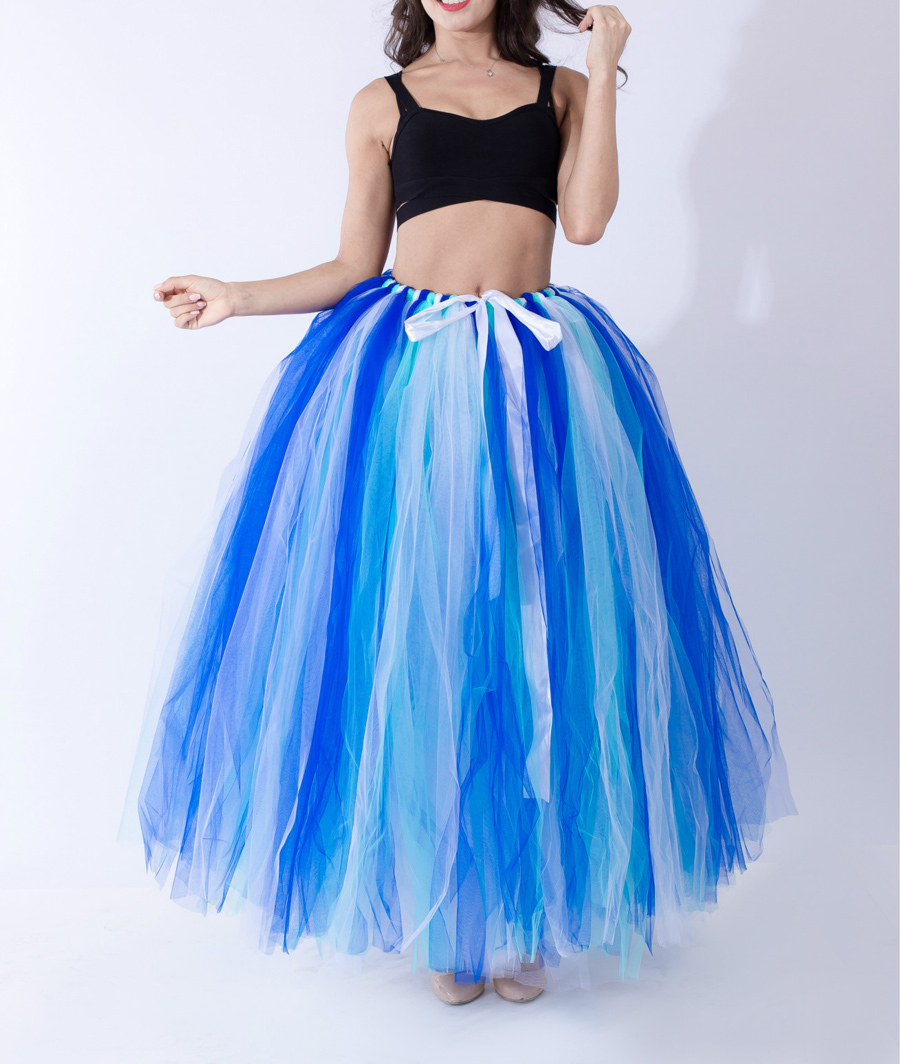 Blue Puffy Tulle Skirt Outfit Maxi Tulle Skirt Petticoat OneSize