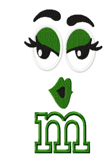 Green M&amp;M Face APPLIQUE INSTANT DOWNLOAD - Digital Art