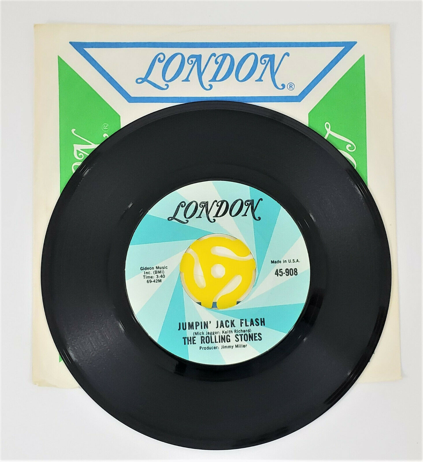 Jumpin Jack Flash 45 rpm Rolling Stones London 45-908 Miss Print Label ...