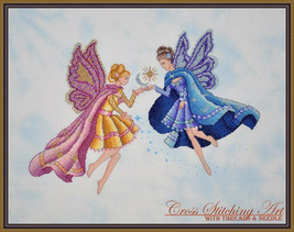 SALE! Complete Xstitch Materials DAY and NIGHT Fairies - by Cross stitching art  - $92.06+
