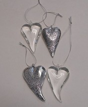 Demdaco 4 Mini Glass Silver Heart Ornaments - $19.80