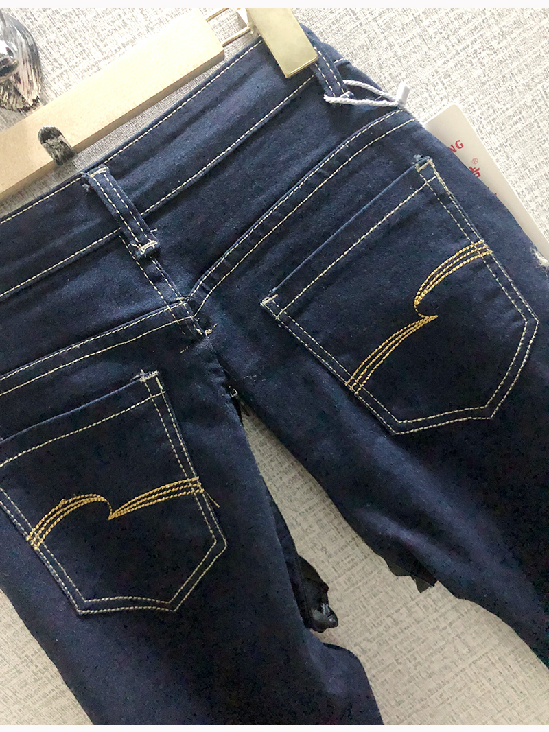 Women's fashion low rise cotton zipper crotchless play denim jeans - Jeans