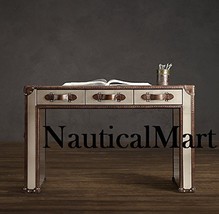 NauticalMart Mayfair Steamer Trunk 3-Drawer Desk