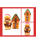 Vintage Christmas Holiday Salt-Pepper Shakers Gingerbread Man Gingerbrea... - $18.99