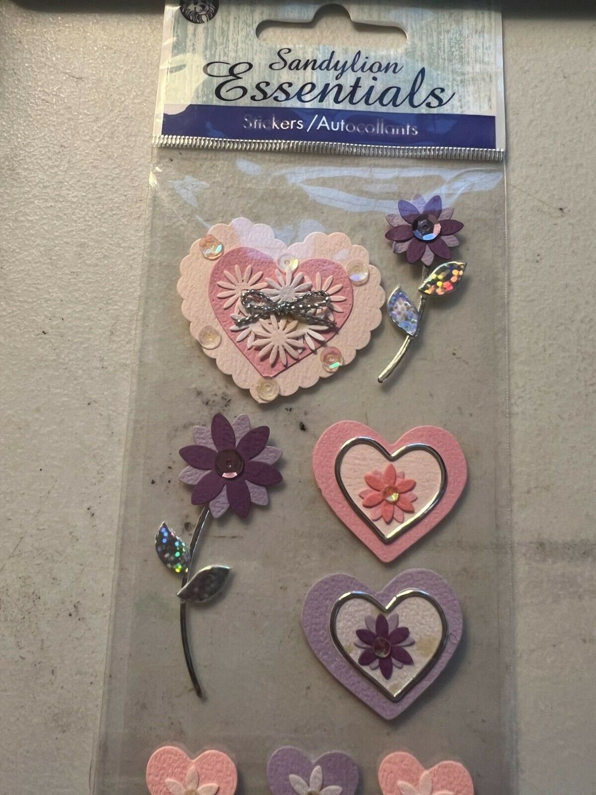 Primary image for Sandylion Essentials Stickers Purple and Pink Flowers with Prismatic Leaves NEW