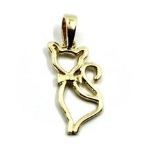 SOLID 18K YELLOW GOLD SMALL 17mm 0.67" CAT PENDANT, MADE IN ITALY image 1