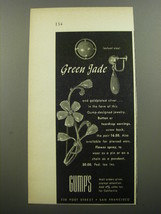 1956 Gump&#39;s Jewelry Advertisement - Green Jade - $14.99