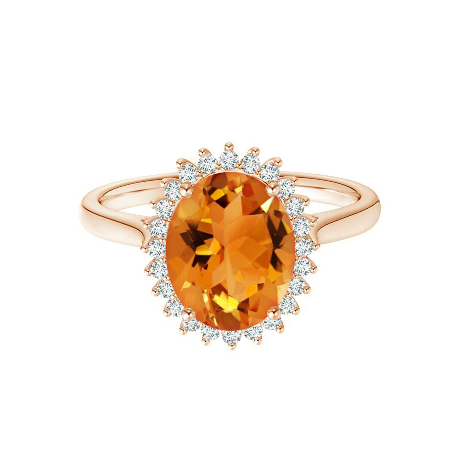 Princess Diana Inspired 9K Rose Gold Oval Citrine 1.50 Cts Solitaire Ring
