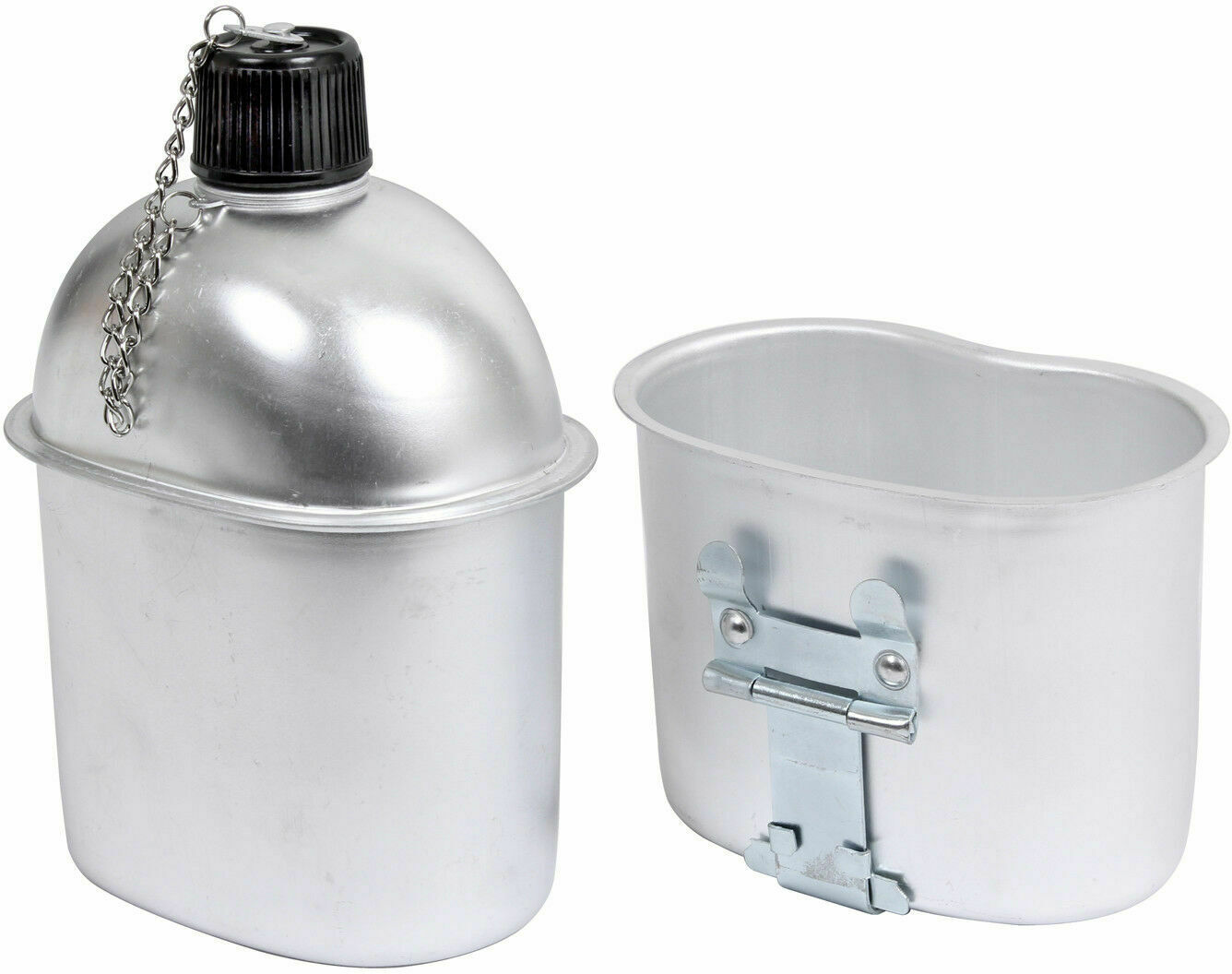 Camping Canteen 1 Qt & Cup Set Aluminum Camping Hiking Travel Emergency Drinking Canteens