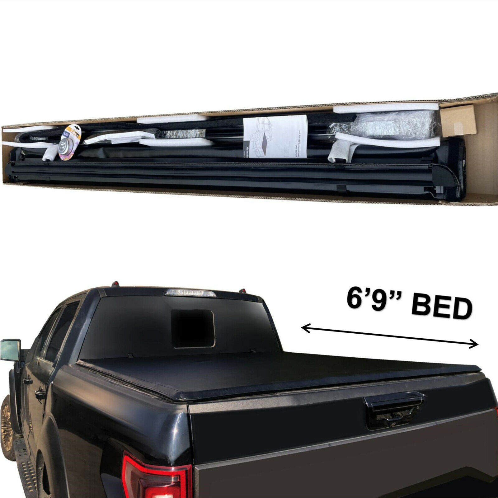 6.9ft Soft Roll-Up Bed Tonneau Cover For 20-22 Silverado Sierra 2500HD ...