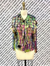 Asos Amazing Rainbow Pailettes Jacket Sparkly Women&#39;s S Rainbow Acrylic ... - $266.41