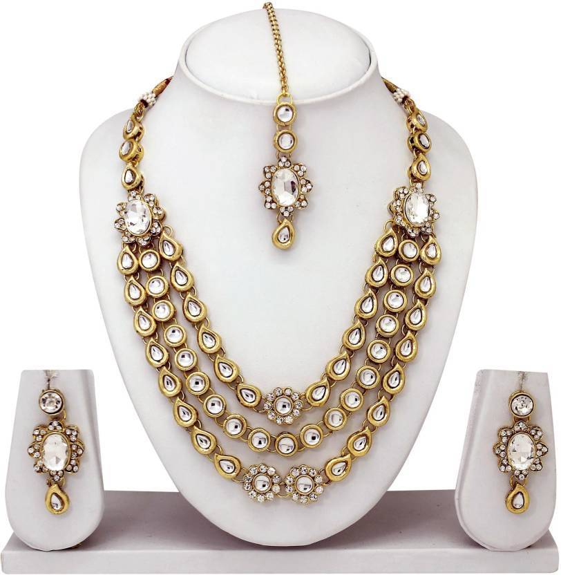 Ethnic Indian Tribal Gold Tone Necklace Earring Belly Dance Costume