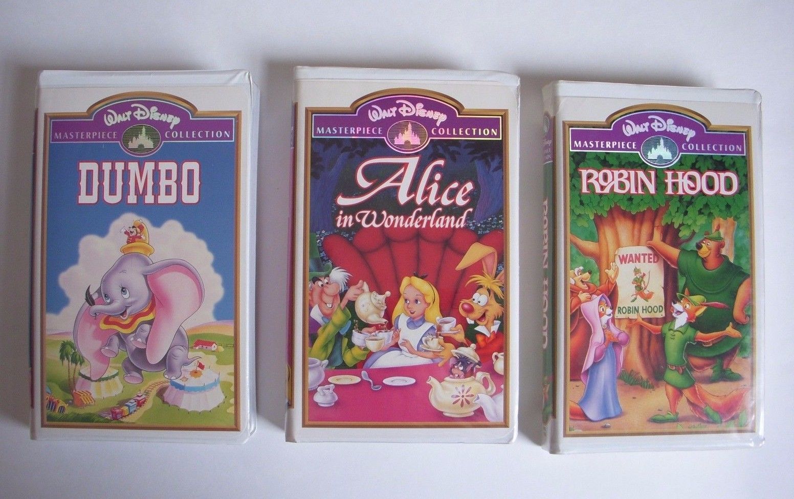 Disney Masterpiece Robin Hood ~ Dumbo ~ Alice in Wonderland 3 VHS Set ...