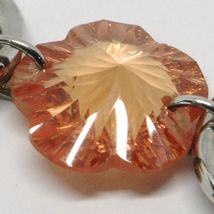 925 STERLING SILVER BRACELET BIG ORANGE FACETED FLOWER, DAISY, WORKED CIRCLES image 4