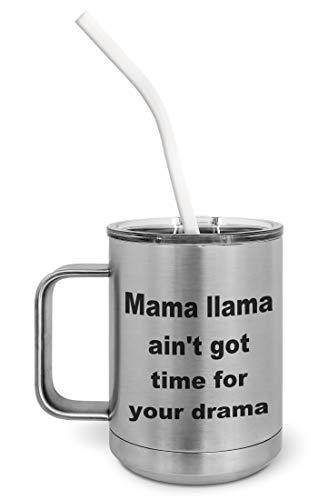 PixiDoodle Alpaca Drama Mama Llama Insulated Coffee Mug Tumbler with Spill-Resis
