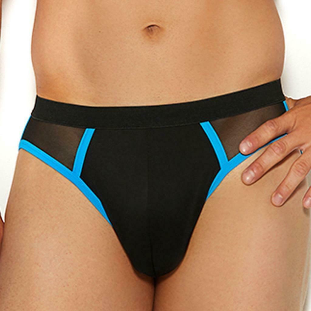 Men's Sheer Mesh Lycra Jock Strap Stretch Open Back Contrast Trim