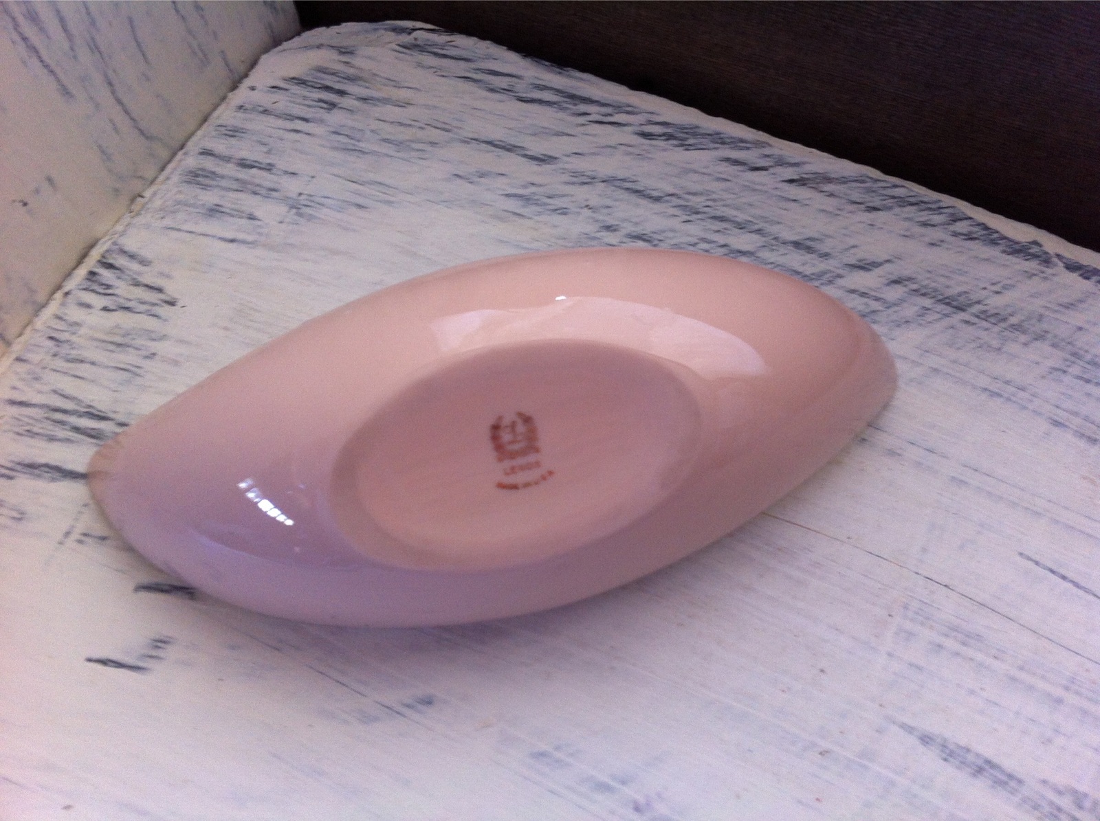 Beautiful Retro Vintage Lenox Pink Oblong Dish With Gold Rim Made in